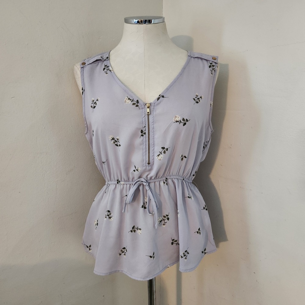 Streetwear Society Womens Peplum Top Lavender Floral Print Size‎ L